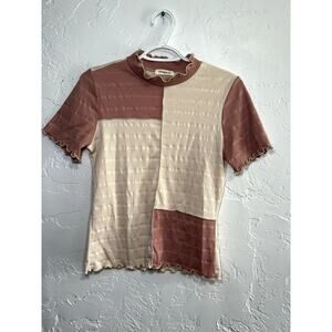 Ginger G color block scalloped trim t shirt womens large fairy coquette ethereal